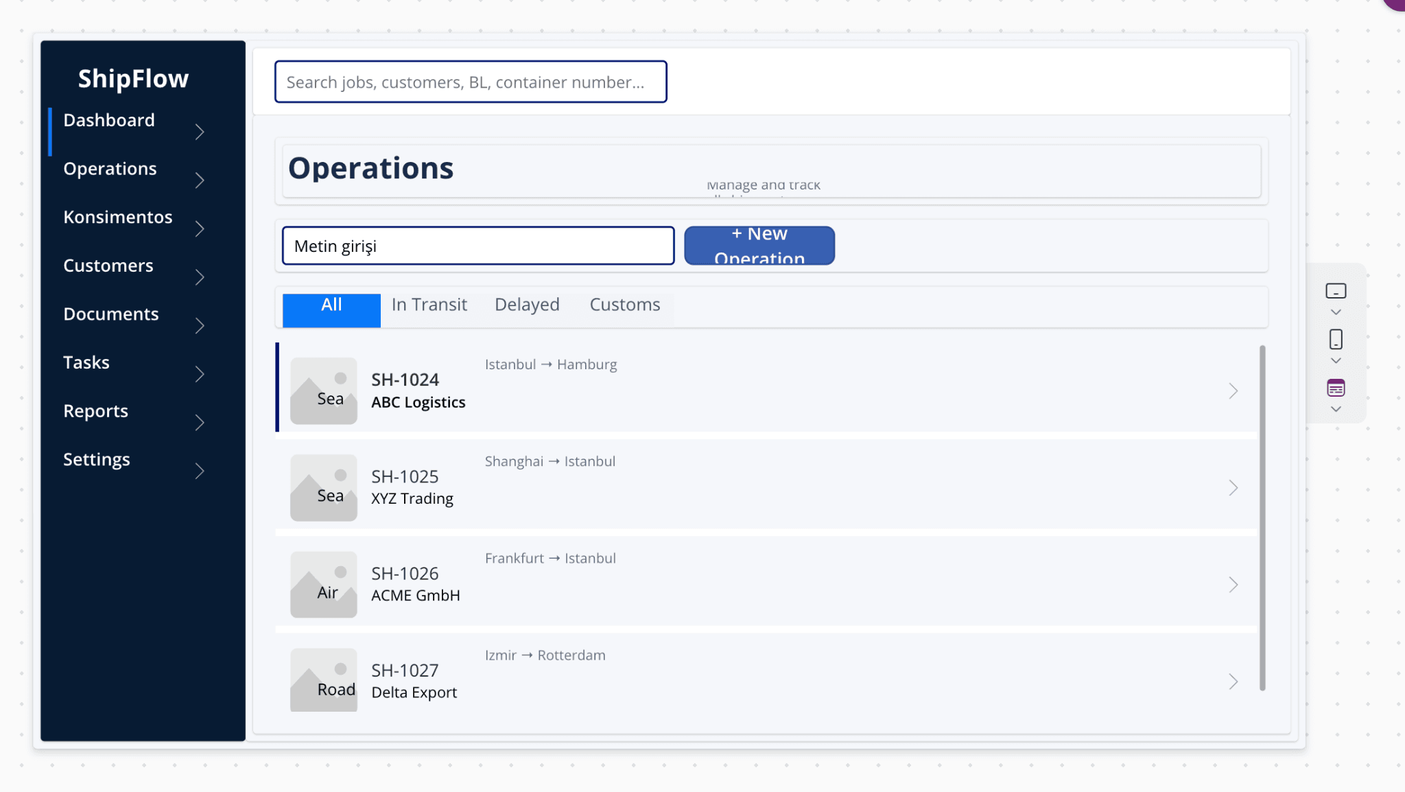 ShipFlow responsive dashboard prototype