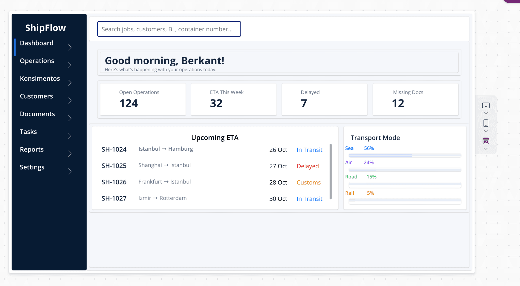 ShipFlow operations list
